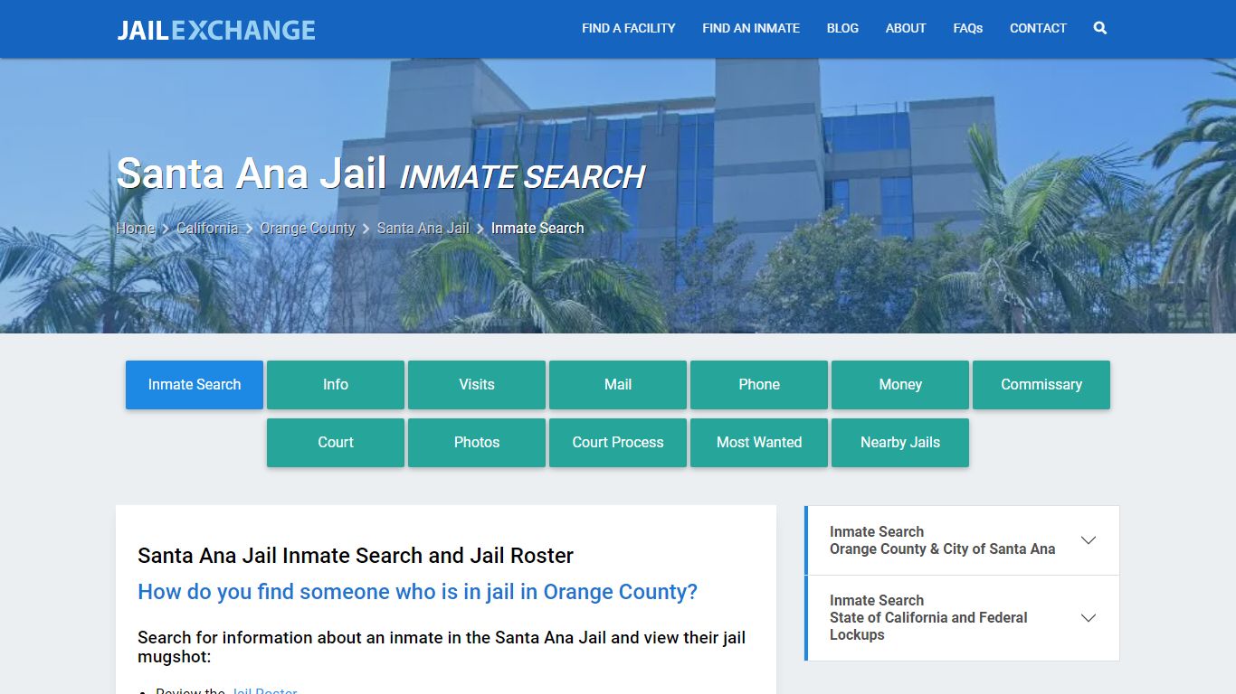 Inmate Search: Roster & Mugshots - Santa Ana Jail, CA - Jail Exchange